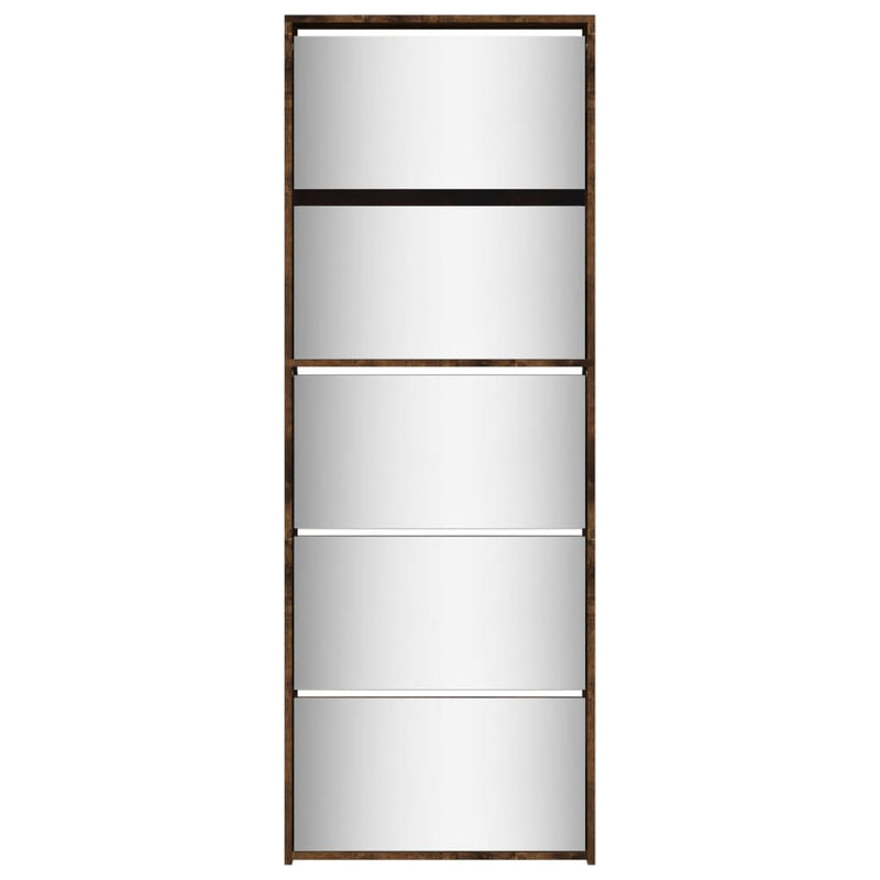 vidaXL füstös tölgy 5 szintes cipőszekrény tükörrel 63 x 17 x 169,5 cm