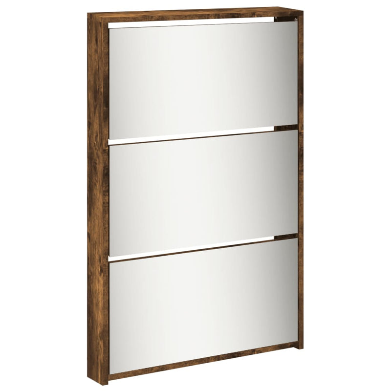 vidaXL füstös tölgy 5 szintes cipőszekrény tükörrel 63 x 17 x 169,5 cm