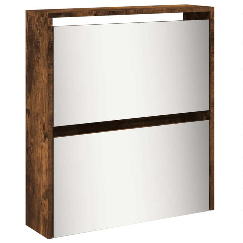 vidaXL füstös tölgy 5 szintes cipőszekrény tükörrel 63 x 17 x 169,5 cm