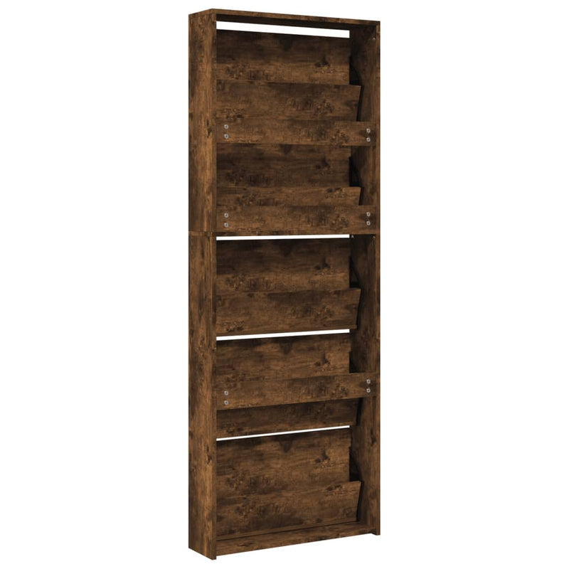 vidaXL füstös tölgy 5 szintes cipőszekrény tükörrel 63 x 17 x 169,5 cm