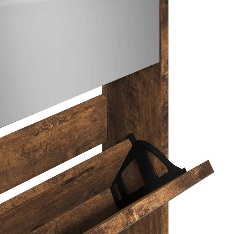 vidaXL füstös tölgy 5 szintes cipőszekrény tükörrel 63 x 17 x 169,5 cm