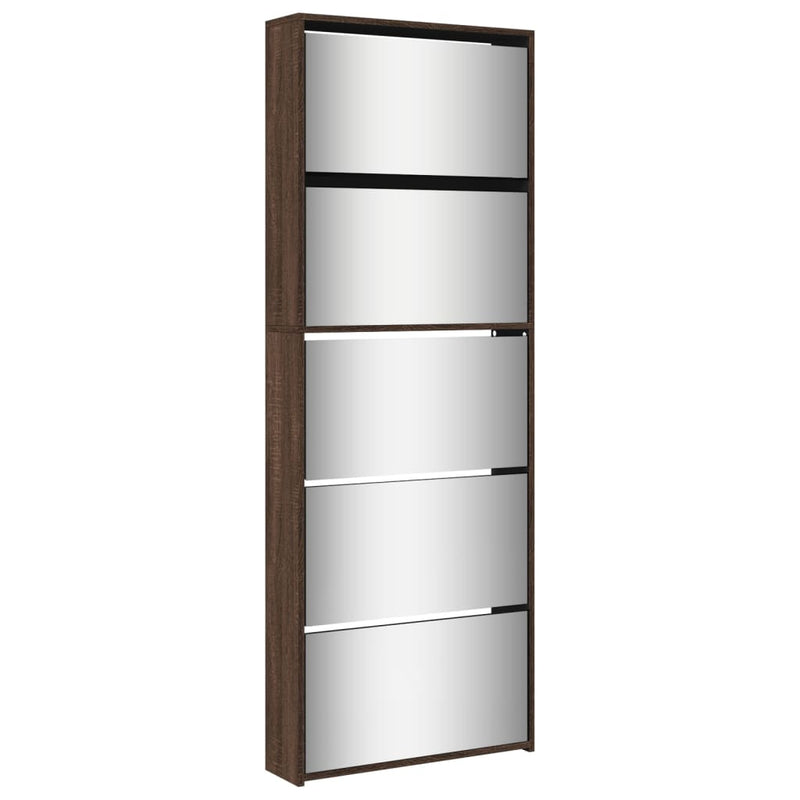 vidaXL barna tölgy 5 szintes cipőszekrény tükörrel 63 x 17 x 169,5 cm