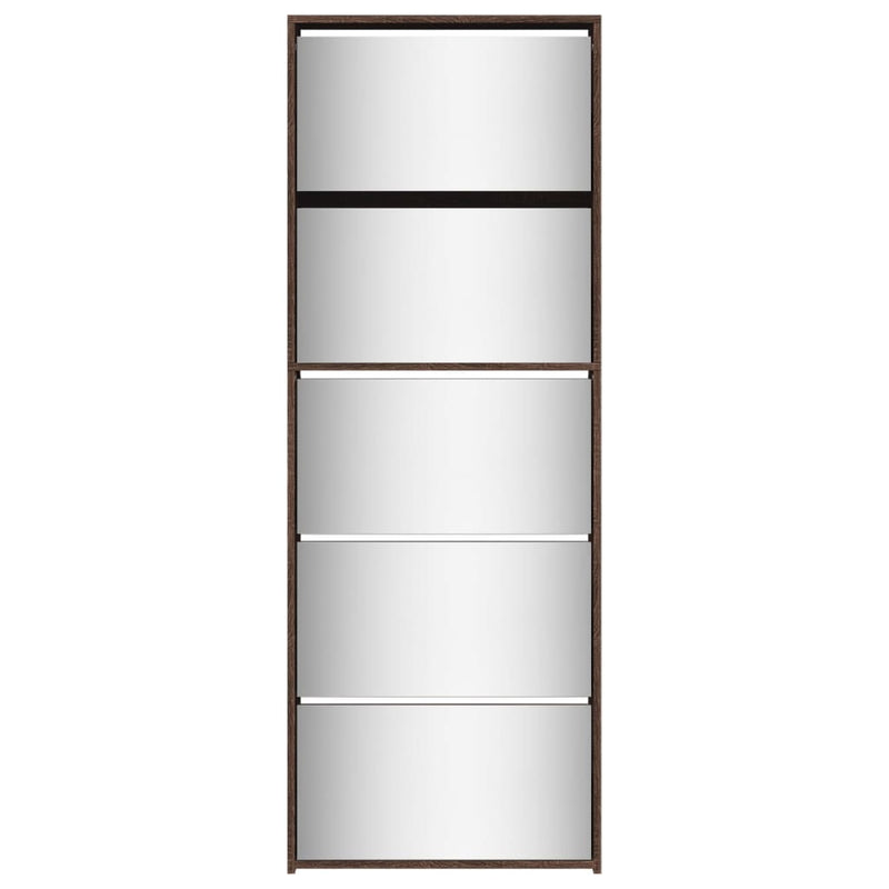 vidaXL barna tölgy 5 szintes cipőszekrény tükörrel 63 x 17 x 169,5 cm