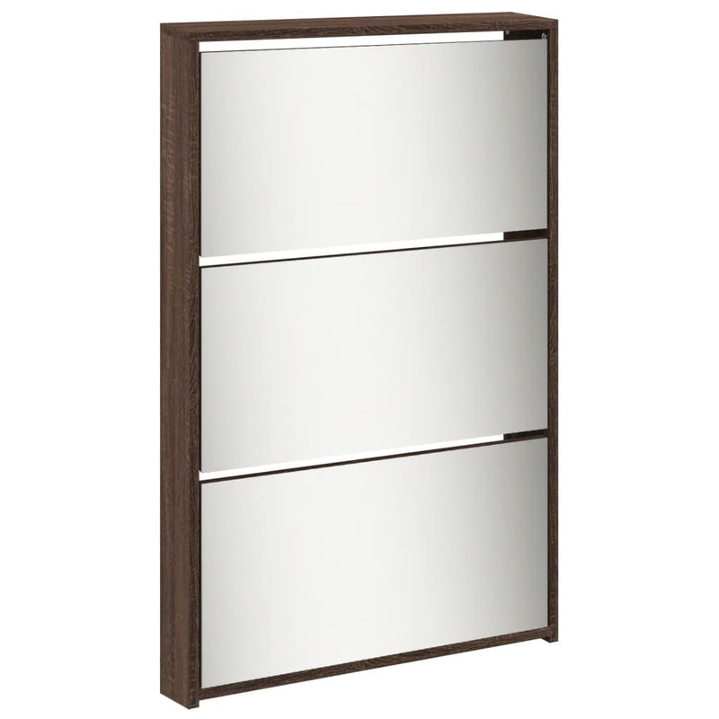 vidaXL barna tölgy 5 szintes cipőszekrény tükörrel 63 x 17 x 169,5 cm