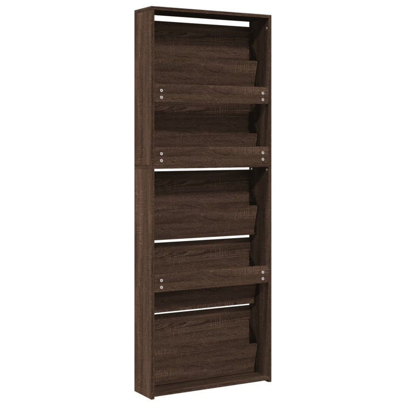 vidaXL barna tölgy 5 szintes cipőszekrény tükörrel 63 x 17 x 169,5 cm