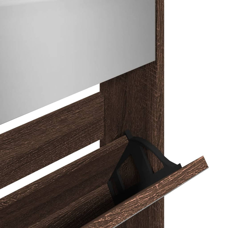 vidaXL barna tölgy 5 szintes cipőszekrény tükörrel 63 x 17 x 169,5 cm