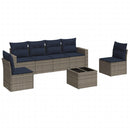 vidaXL 7 részes szürke polyrattan kerti ülőgarnitúra párnákkal