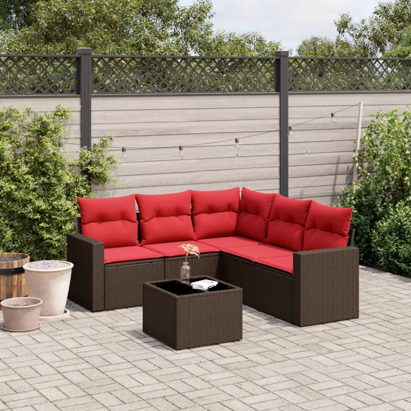 vidaXL 6 részes barna polyrattan kerti ülőgarnitúra párnával