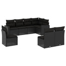 vidaXL 8 részes fekete polyrattan kerti ülőgarnitúra párnákkal
