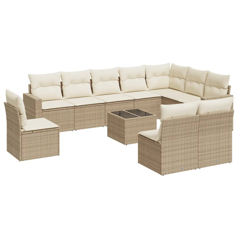 vidaXL 11 részes bézs polyrattan kerti ülőgarnitúra párnákkal
