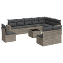 vidaXL 11 részes szürke polyrattan kerti ülőgarnitúra párnákkal