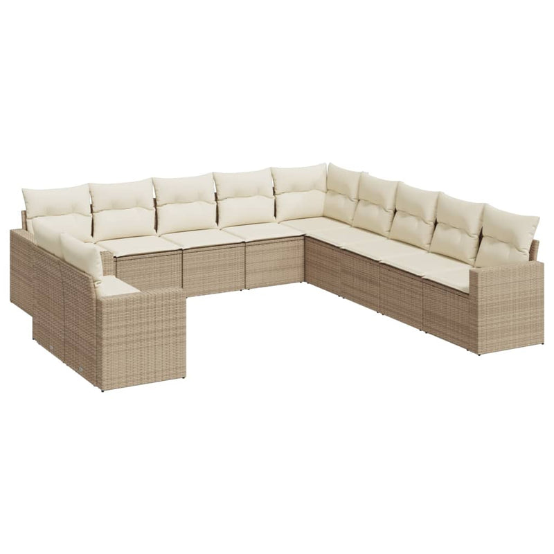 vidaXL 11 részes bézs polyrattan kerti ülőgarnitúra párnákkal