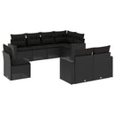 vidaXL 8 részes fekete polyrattan kerti ülőgarnitúra párnákkal