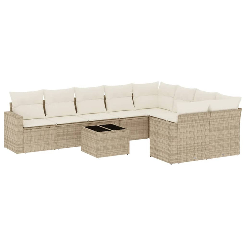 vidaXL 10 részes bézs polyrattan kerti ülőgarnitúra párnával
