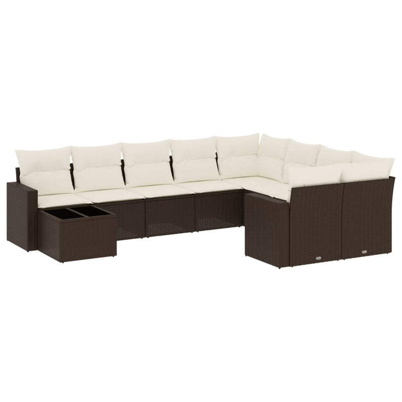 vidaXL 10 részes barna polyrattan kerti ülőgarnitúra párnákkal