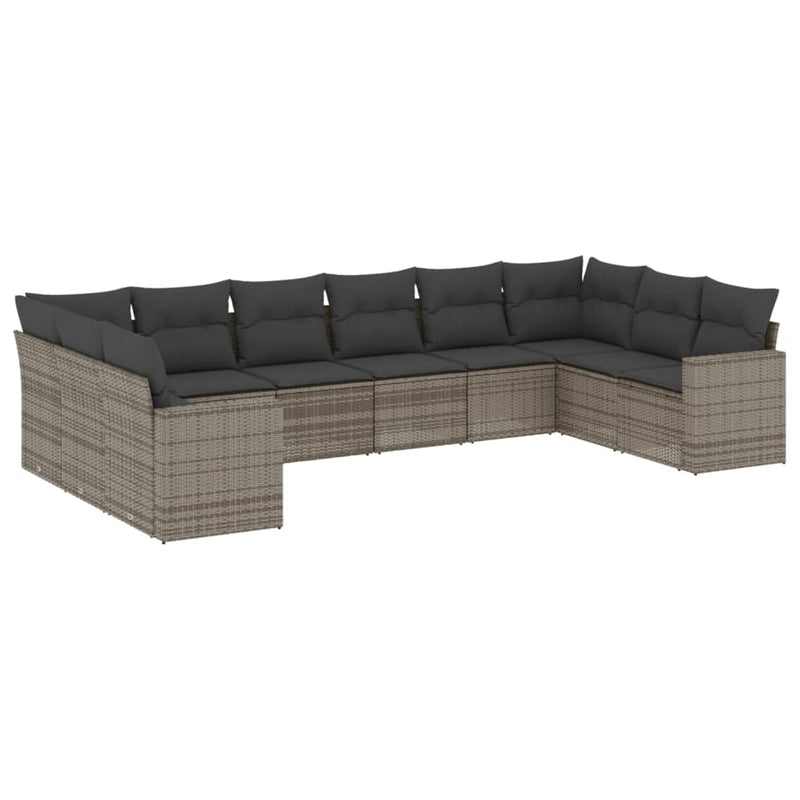 vidaXL 10 részes szürke polyrattan kerti ülőgarnitúra párnákkal