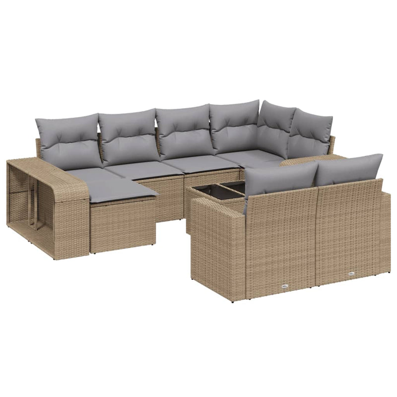 vidaXL 11 részes bézs polyrattan kerti ülőgarnitúra párnákkal