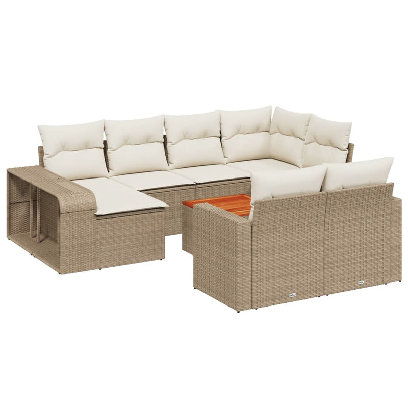 vidaXL 11 részes bézs polyrattan kerti ülőgarnitúra párnákkal