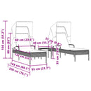 vidaXL 2 db fekete polyrattan napozóágy tetővel és asztallal