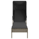 vidaXL 2 db szürke polyrattan napozóágy tetővel és asztallal