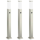 vidaXL 3 db szenzoros oszloplámpa 80 cm rozsdamentes acél IP44