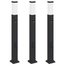 vidaXL 3 db szenzoros fekete IP44-es oszloplámpa érzékelővel és aljzattal 80 cm