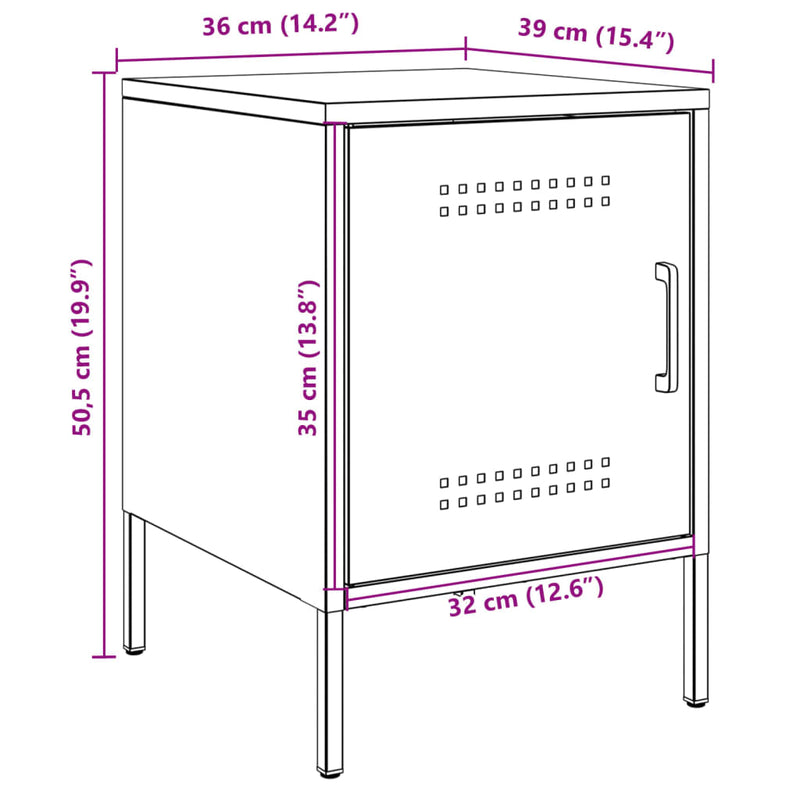 vidaXL 2 db fekete acél éjjeliszekrény 36 x 39 x 50,5 cm