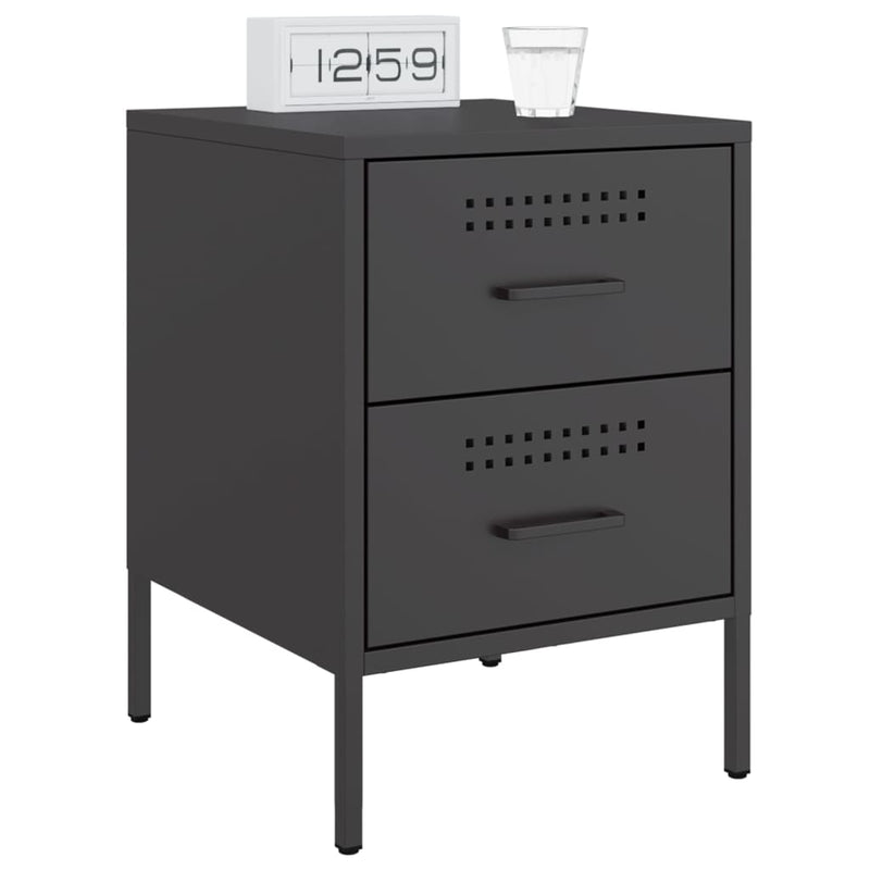 vidaXL 2 db fekete acél éjjeliszekrény 36 x 39 x 50,5 cm