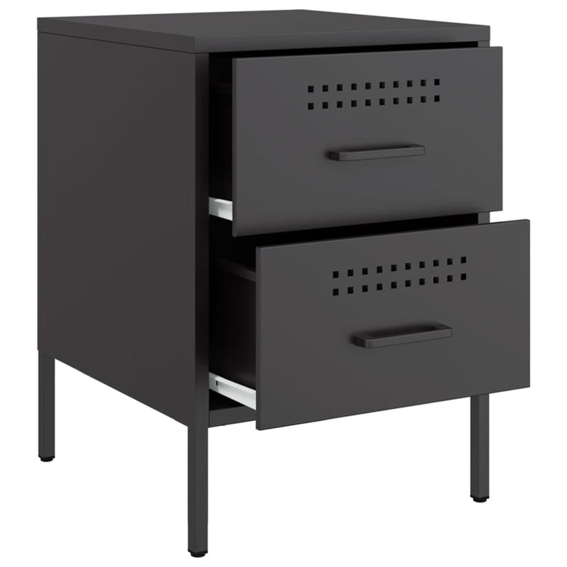 vidaXL 2 db fekete acél éjjeliszekrény 36 x 39 x 50,5 cm