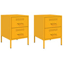 vidaXL 2 db mustársárga acél éjjeliszekrény 36 x 39 x 50,5 cm