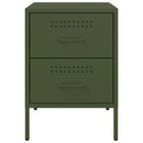 vidaXL 2 db olívazöld acél éjjeliszekrény 36 x 39 x 50,5 cm