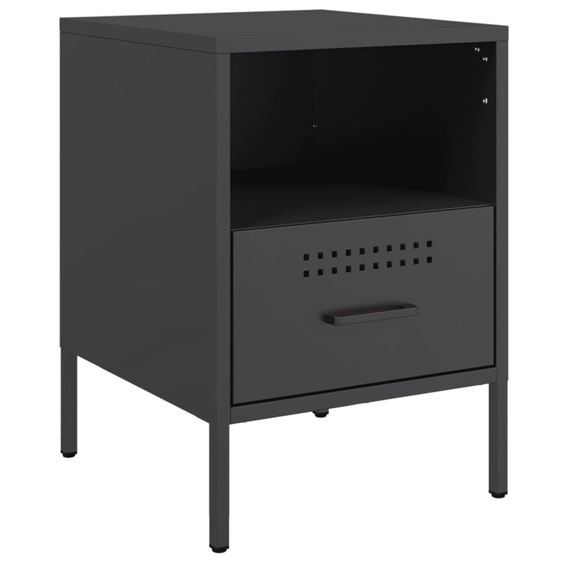 vidaXL 2 db fekete acél éjjeliszekrény 36 x 39 x 50,5 cm