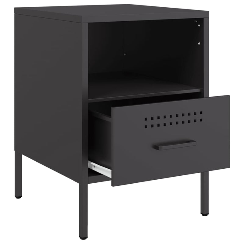vidaXL 2 db fekete acél éjjeliszekrény 36 x 39 x 50,5 cm