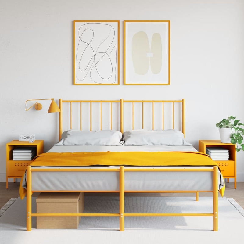 vidaXL 2 db mustársárga acél éjjeliszekrény 36 x 39 x 50,5 cm