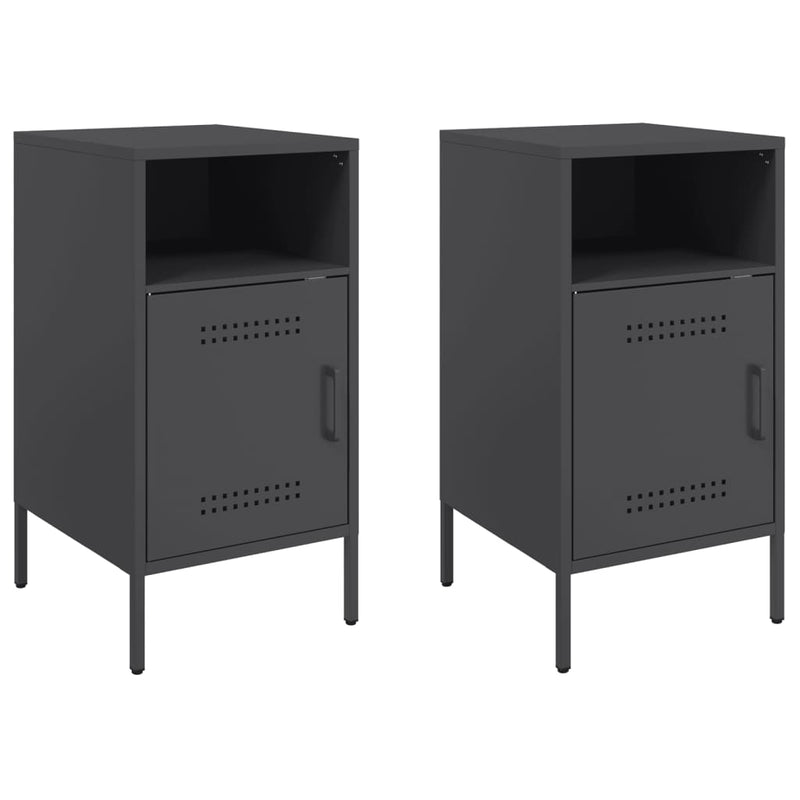 vidaXL 2 db fekete acél éjjeliszekrény 36 x 39 x 68 cm