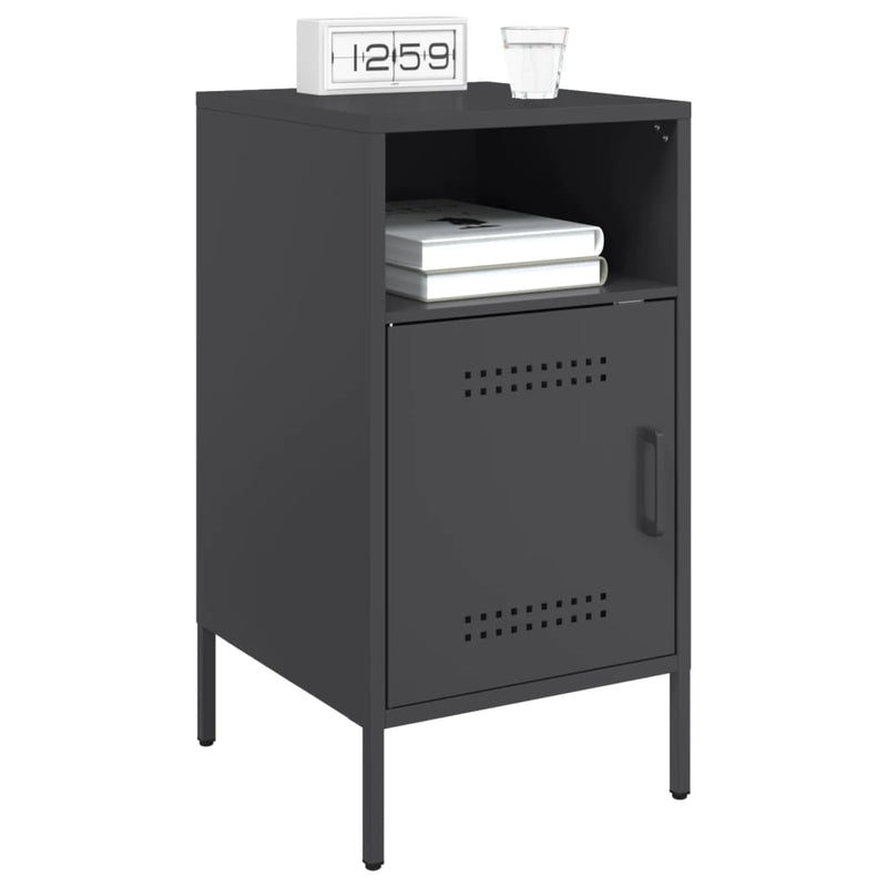 vidaXL 2 db fekete acél éjjeliszekrény 36 x 39 x 68 cm