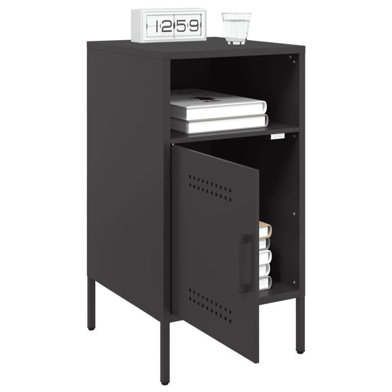 vidaXL 2 db fekete acél éjjeliszekrény 36 x 39 x 68 cm