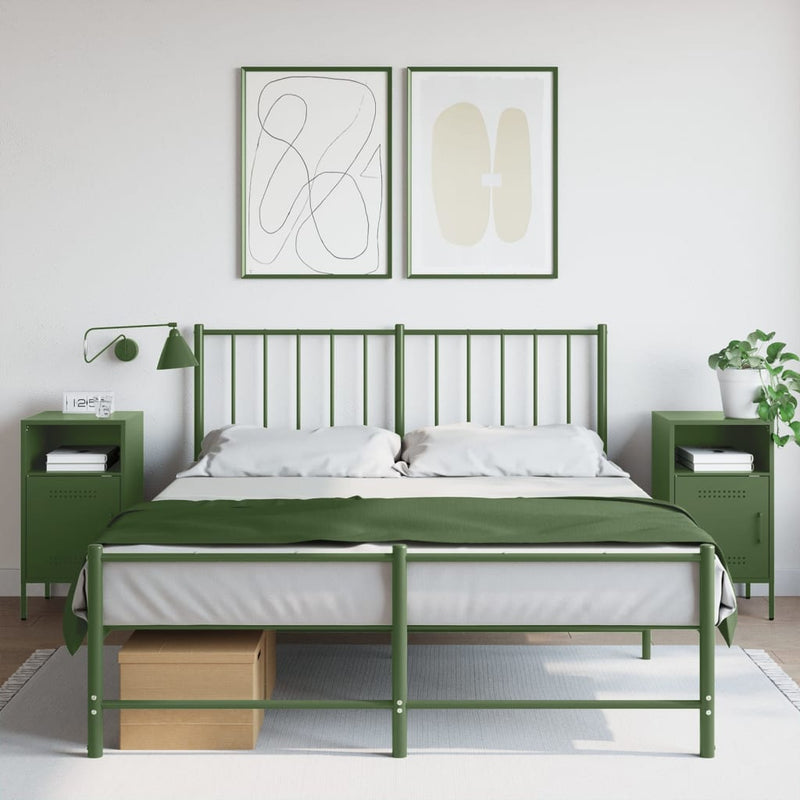 vidaXL 2 db olívazöld acél éjjeliszekrény 36 x 39 x 68 cm