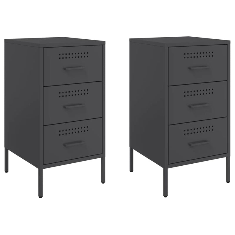 vidaXL 2 db fekete acél éjjeliszekrény 36 x 39 x 68 cm