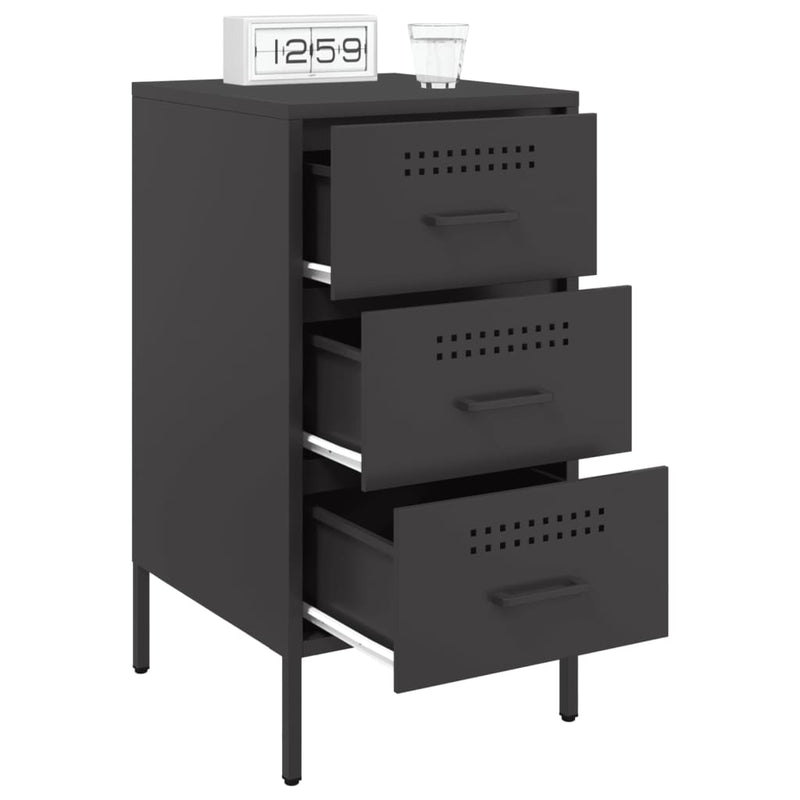 vidaXL 2 db fekete acél éjjeliszekrény 36 x 39 x 68 cm