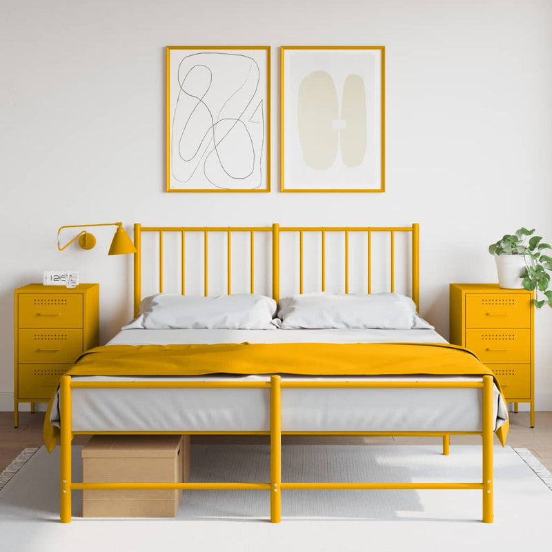vidaXL 2 db mustársárga acél éjjeliszekrény 36 x 39 x 68 cm