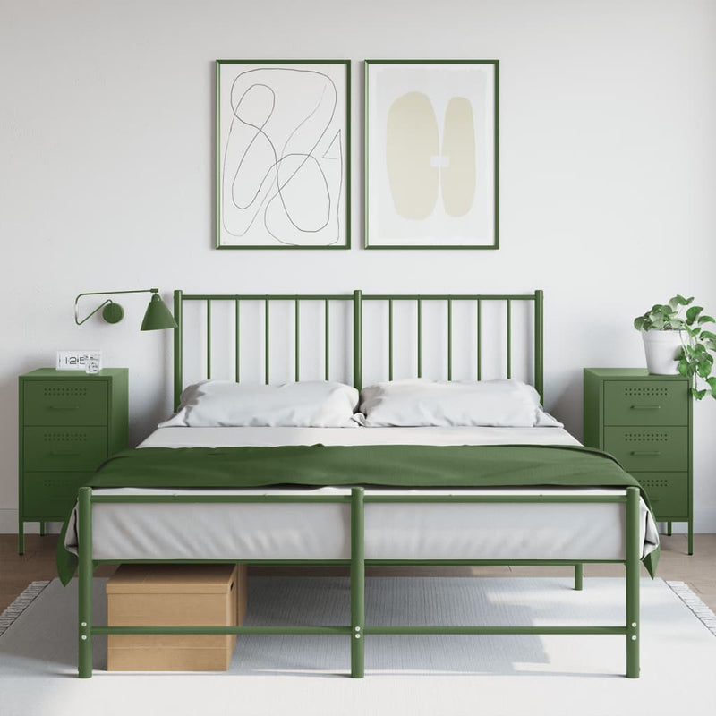 vidaXL 2 db olívazöld acél éjjeliszekrény 36 x 39 x 68 cm