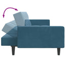 vidaXL 2 személyes kék bársony kanapéágy lábtartóval