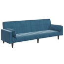 vidaXL 2 személyes kék bársony kanapéágy lábtartóval