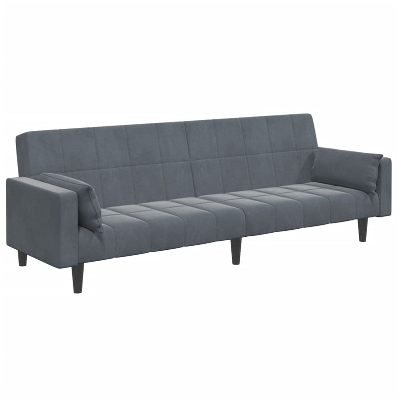 vidaXL 2 személyes sötétszürke bársony kanapéágy lábtartóval