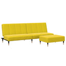 vidaXL 2 személyes sárga bársony kanapéágy lábtartóval