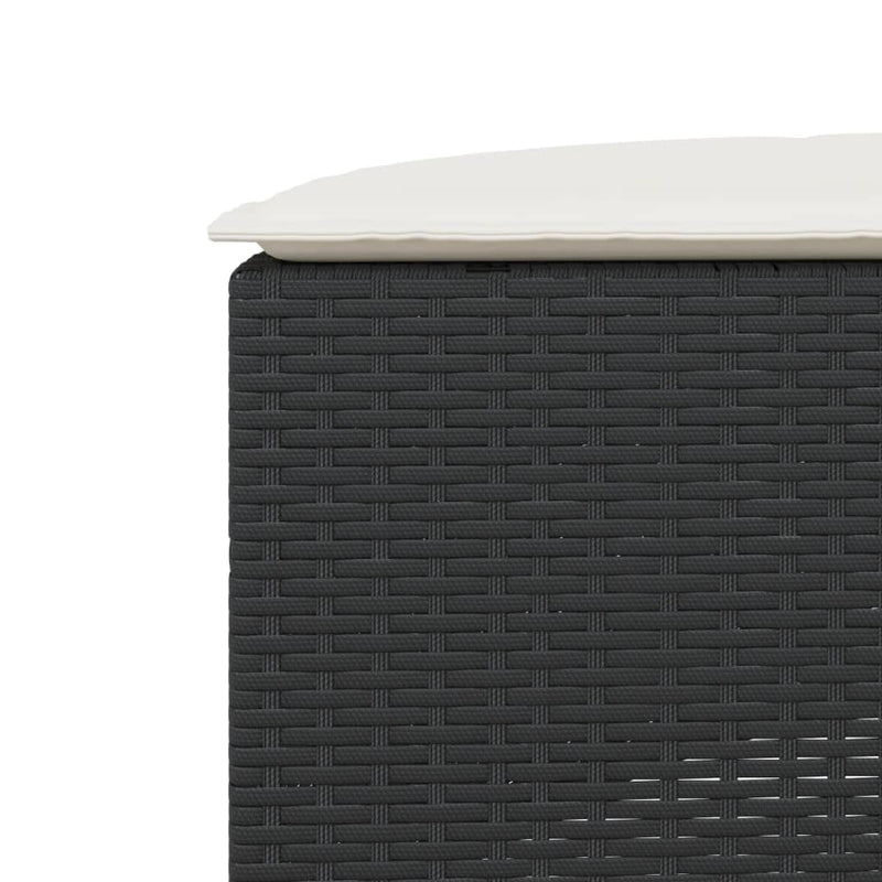 vidaXL 2 részes fekete polirattan félkör alakú kerti kanapészett