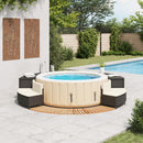 vidaXL fekete polyrattan és tömör akácfa jakuzzi-keret