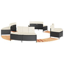 vidaXL fekete polyrattan és tömör akácfa jakuzzi-keret