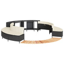 vidaXL fekete polyrattan és tömör akácfa jakuzzi-keret